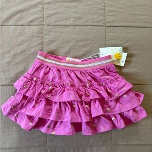 NWT Boden Pink Jersey Ruffle Skort with Gold Dots Girls 3T 4T